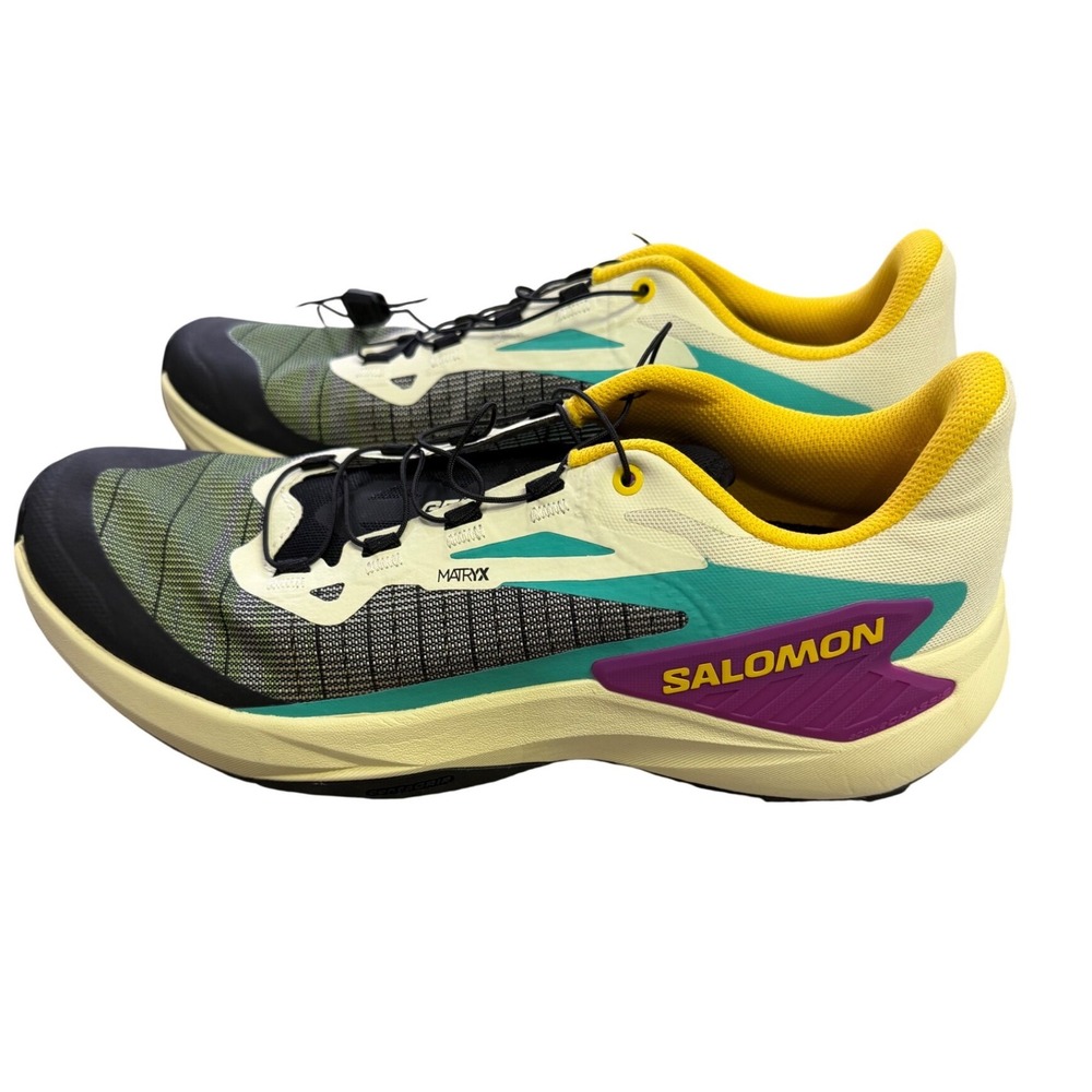 Salomon Genesis Trail Running Shoes Mens 9.5 Vanilla Ice Teal Black 478623